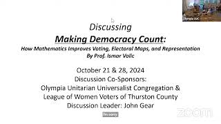 Discussion on Making Democracy Count Part 1 w OUUC amp League of Women Voters of Thurston County [upl. by Meenen]