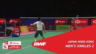 Thomas Cup  MS2  Kenta NISHIMOTO JPN vs WONG Wing Ki Vincent HKG  BWF 2018 [upl. by Oflodor]