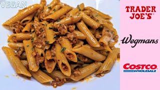 QUICK VEGAN HEALTHY PASTA WITH MEAT SAUCE  TRADER JOES SOY CHORIZO [upl. by Tfat]