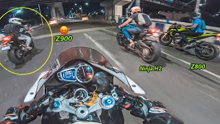 Full Power🔥 Kawasaki Ninja H2 vs Z900 vs Daytona 675R vs Z800 [upl. by Zaneski545]