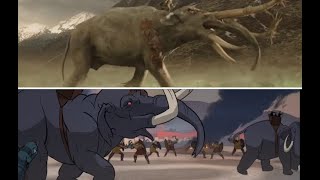 LOTR vs PRIMAL  War elephant scenes  side by side comparison [upl. by Ayatnahs]