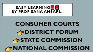 CONSUMER COURTSDISTRICT FORUMSTATE COMMISSIONNATIONAL COMMISSIONProfSanaAnsari [upl. by Chloette369]