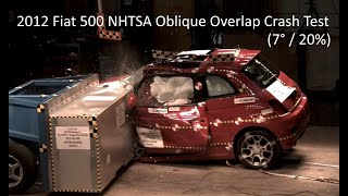 20122019 Fiat 500 NHTSA Oblique Overlap Crash Test 7°  20 Overlap [upl. by Esenaj495]