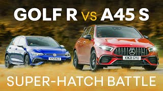 VW Golf R vs MercedesAMG A45S DRIFT Mode Showdown  4K [upl. by Netsrik]