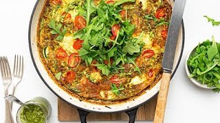 Easy Vegetarian Recipes Tomato amp Courgette Zucchini Frittata Recipe [upl. by Arron]