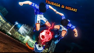 Tsubasa and Misaki Being a Trio with Hyuga  Captain Tsubasa [upl. by Ilsel]