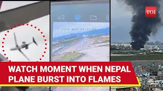 Chilling Crash In Nepal Plane Bursts Into Flames During Take Off At Kathmandu Airport [upl. by Filmore]