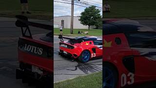 loud race lotus exigency does a heavy acceleration leaving a car show [upl. by Aiket]