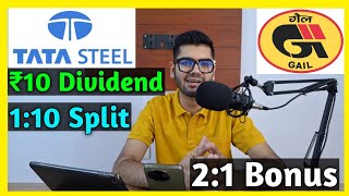 6 Shares • Tata Steel • Gail India Declared High Dividend Bonus amp Split With Ex Dates [upl. by Leirbaj]