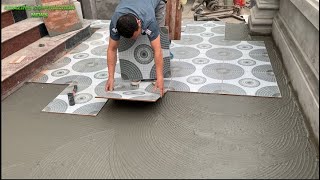 Professional Small Size Outdoor Playground Construction Workers Use Patterned Ceramic Tiles [upl. by Honoria518]