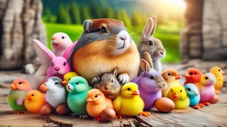 Catch cute chickens colorful chickens rainbow chickens rabbits cute cats ducks guinea pigs [upl. by Enelkcaj]