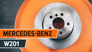 How to change brake discs and brake pads on MERCEDES W201 TUTORIAL AUTODOC [upl. by Yodlem206]