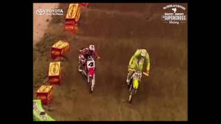 Travis Pastrana vs Ricky Carmichael 2002 Indy SX Toyota Moment in Supercross History [upl. by Azilem18]