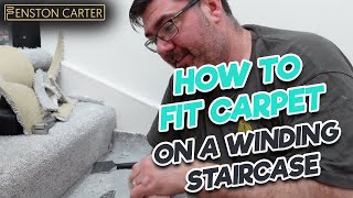 A video guide on how to fit carpet on a straight stairs and a winding staircase [upl. by Sidnac]