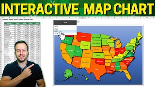 Beautiful and Interactive Map Chart in Excel with Drop Down List  Index and Match Function [upl. by Otto]