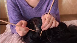 ASMR Scalp Check With Chopsticks 🥢  Whispering Inaudible [upl. by Georgianne]