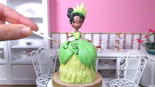 Miniature Tiana Disney princess doll cake  mini food ASMR [upl. by Azeret]