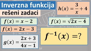 Inverzna funkcija  rešeni zadaci [upl. by Vidovik]