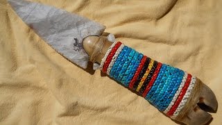 Adding Plaited Porcupine Quillwork to a Flint Blade Pt 2 [upl. by Heyra467]