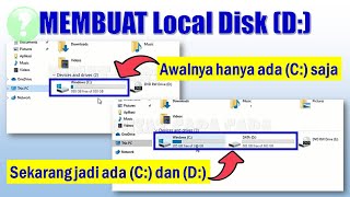 Cara Membuat Local Disk D atau Data D [upl. by Lizbeth278]