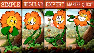 Cuphead  No Hit  Difficulty Comparison  Floral Fury  Master Quest 06 [upl. by Ellerred]