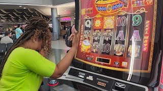 She Played A Slot Machine In The Airport And Won Big 🎰🤯 [upl. by Vergos]