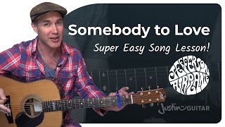 Jefferson Airplane SOMEBODY TO LOVE Acoustic Guitar Lesson Capo 2 EricBlackmonGuitar 1969 [upl. by Tristas]