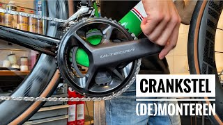 Zo kun je je CRANKSTEL van Shimano monteren en demonteren  Racefiets gravelfiets en mountainbike [upl. by Yrtneg901]