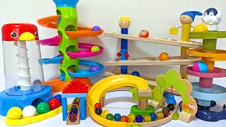 Marble Run Race ASMR☆ 5 colorful marble courses amp big rolling balls [upl. by Phebe]