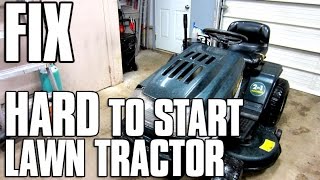 HOWTO FIX A HARD TO START Lawn Tractor with OHV Briggs Engine  MUST SEE [upl. by Hpejsoj]