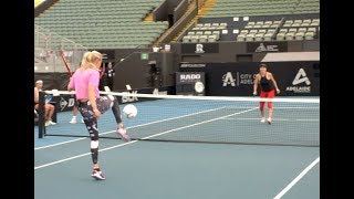 Donna Vekic Micd Up Practice with Belinda Bencic  2020 Adelaide [upl. by Eelesor380]