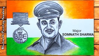 major Somnath Sharma drawing gallantry award winners drawingVeer Gatha project drawing [upl. by Atsirhc96]