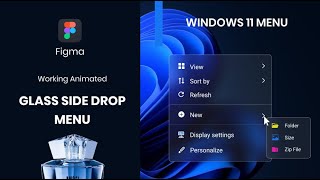 Figma Glass Side Dropdown Menu  Windows 11 Menu Design 2022 [upl. by Junette28]