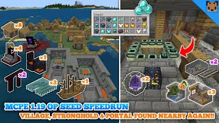 MCPE 119 Seed Speedrun  Village Stronghold Portal Fortress amp Bastions Found Nearby With Diamond [upl. by Haimerej]