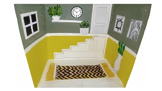 Luxury Mini Cardboard Doll House 11  Bedroom amp Living Room Decor Paper Doll House Artistic Dolls [upl. by Naujak181]