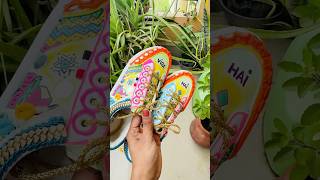 DIY Navratri Shoes😱 crafteraditi navratri diyshoes handmade meeshomegablockbustersale shorts [upl. by Joane]