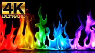 Beautiful Rainbow Flames in 4K UHD 12 Hours [upl. by Greenes111]