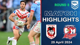 NRL 2024  St George Illawarra Dragons v Sydney Roosters  Full Time Highlights [upl. by Etsirk]