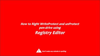 How to WriteProtect and unProtect pendrive using Registry Editor [upl. by Beniamino]