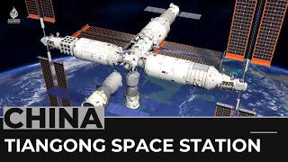 China launches three astronauts to Tiangong space station [upl. by Avot]