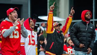 Fans celebrate at KC Live after Chiefs beat Browns in AFC divisional playoff [upl. by Ardnuassak]