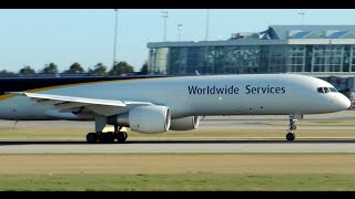 UPS Boeing 757200F N408UP takeoff from YVR [upl. by Ecarg]