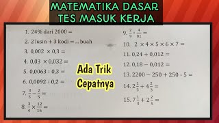 SOAL MATEMATIKA DASAR TES MASUK KERJA YANG SERING KELUAR DI PSIKOTES [upl. by Calore408]