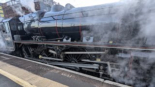 Trainspotting at Stockport station 280924 inc Black 5 Mancunian steam locomotive [upl. by Plumbo]