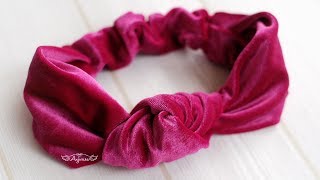 Velvet Turban Headband With Elastic  Knotted Turban Headband Tutorial [upl. by Ocinom]