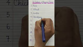 10 Pulses and Grains Name  Pulses and Grains in English Cursive Handwriting shorts short writing [upl. by Lenuahs234]