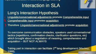 Second Language Acquisition Input Interaction Output Theories [upl. by Stephania527]