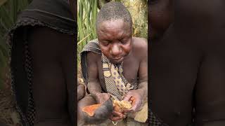 Hadzabe Tribe bush people know how to truly enjoy traditional bush food [upl. by Aicirtam]