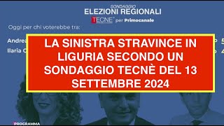 LA SINISTRA STRAVINCE IN LIGURIA SECONDO UN SONDAGGIO TECNÈ DEL 13 SETTEMBRE 2024 [upl. by Sitrik783]