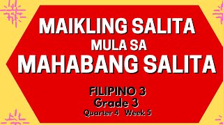 Maikling Salita mula sa Mahabang Salita Filipino 3 Halimbawa  Mommy Merai [upl. by Hoppe324]